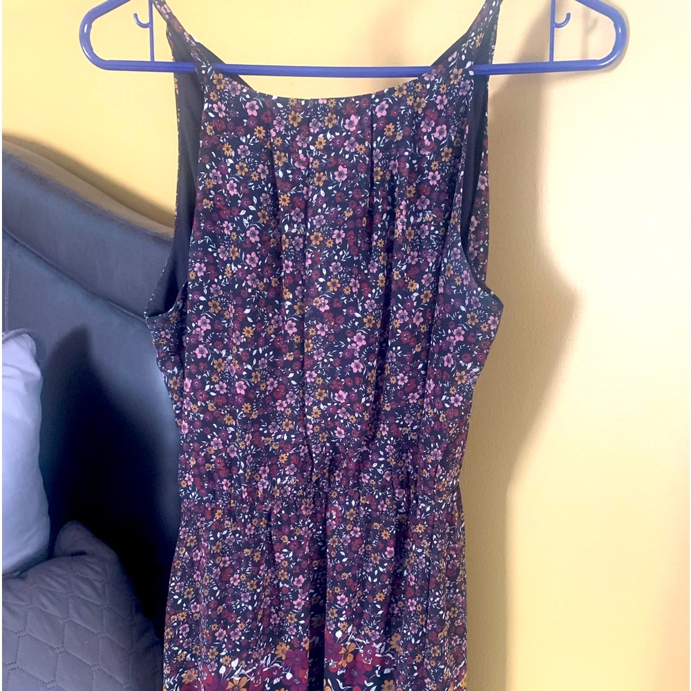 Skinny strap floral dress above knee